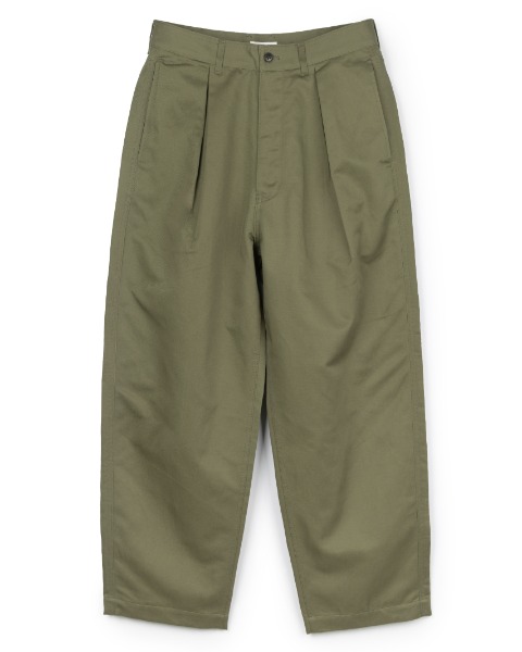 [STILL BY HAND] INVERTED BOX PLEAT PANTS (OLIVE)